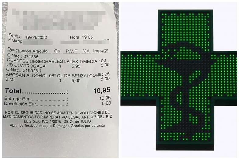 El precio de un bote de 250 ml de alcohol sanitario alcanza los 5 euros en esta farmacia (Foto TA)